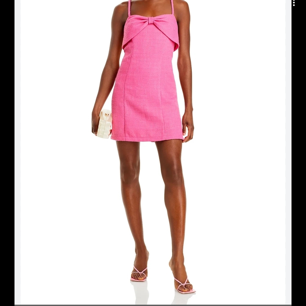 Aqua Pink Mini Dress with‎ Bow Detail